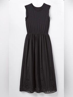 Good Hart Black Sleeveless Eyelet Midi Dress